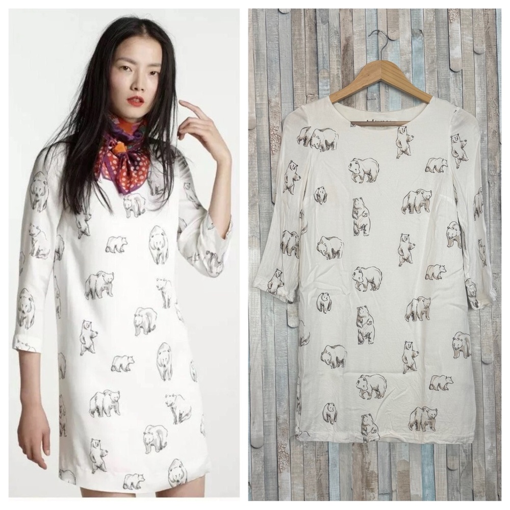 Anthropologie 0 Polar Bear Arctic Mini Shift Dress Leah Reena Goren Novelty